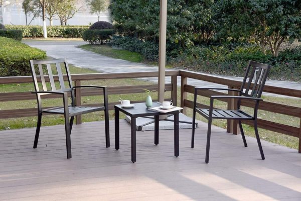 Outdoor Metal Square Patio Bistro Side End Table, Black SLA 78