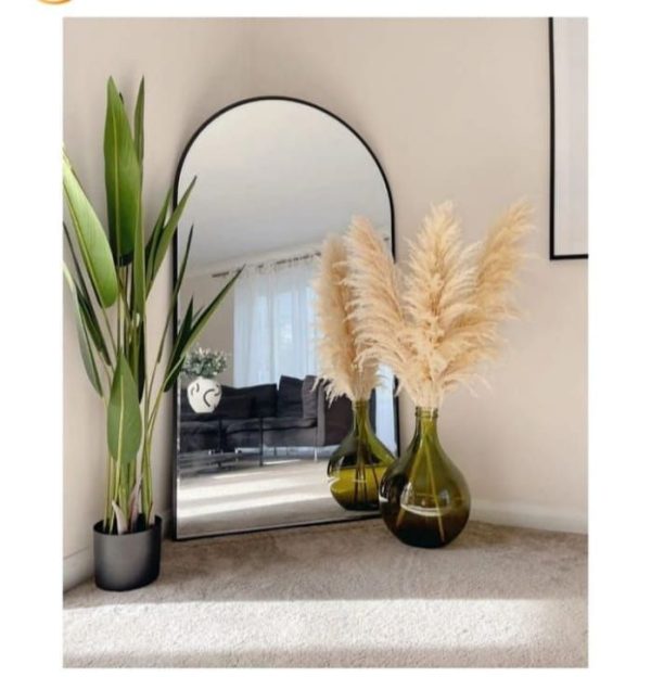 Arched Floor Mirror - Modern Black Frame 2x6ft