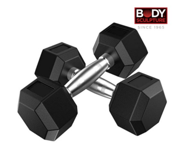 Body Sculpture Rubber Hexagon Dumbbell Set BW-460 - 24kg (2pcs)