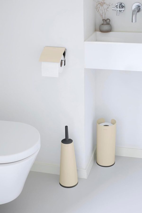 Brabantia ReNew Toilet Set (3-Piece) - Soft Beige: Brush, Holder, Dispenser & Roll Holder