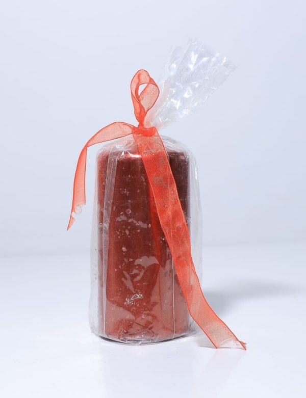 Christmas Red Metallic finish pillar candle 11cmx5.5cm Medium size #506027R