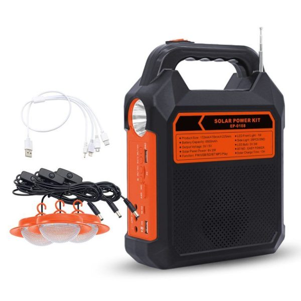 DP Light Solar Light System DP-8008 with Speaker & FM Radio, Bluetooth, Phone Charger