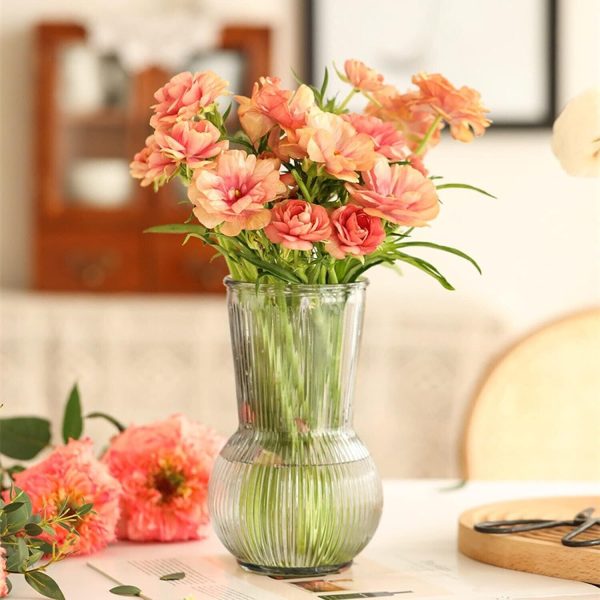 Flower Vase - Big Mouth Vertical Stripes Glass Vase for Stunning Displays