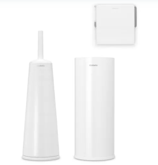Keep your bathroom organized and fresh with the Brabantia ReNew Toilet Set (3-Piece) in Crisp White!