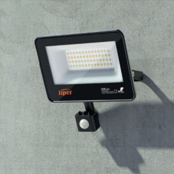 Liper Germany 50W LED Outdoor Security Floodlight with Motion Sensor LPFL-50BS01-G-DL