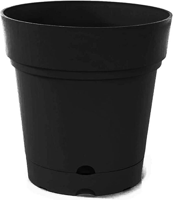 Mintra Home Garden Pot Colorful, Planter, Flower Pot 22cm Round with water reserve BLACK