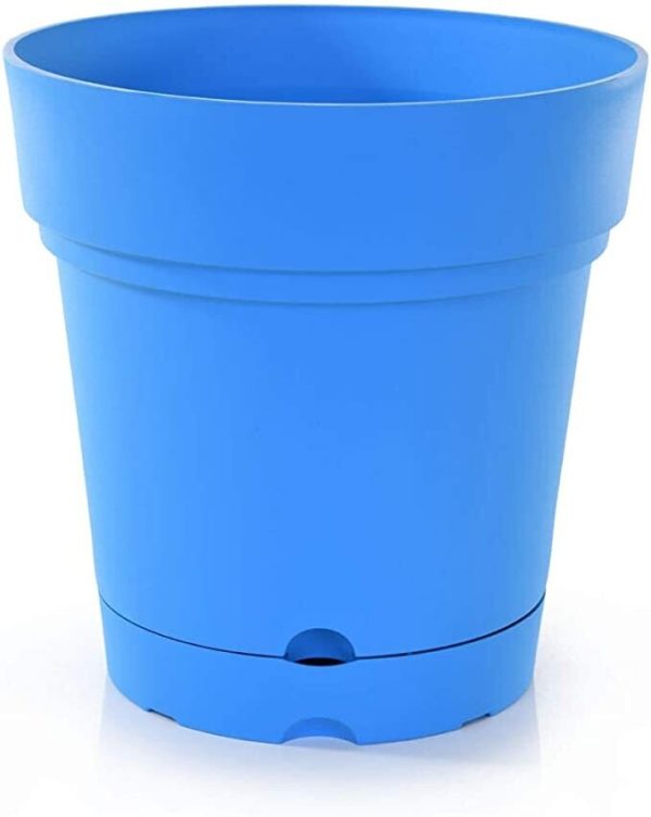 Mintra Home Garden Pot Colorful, Planter, Flower Pot 22cm Round with water reserve BLUE