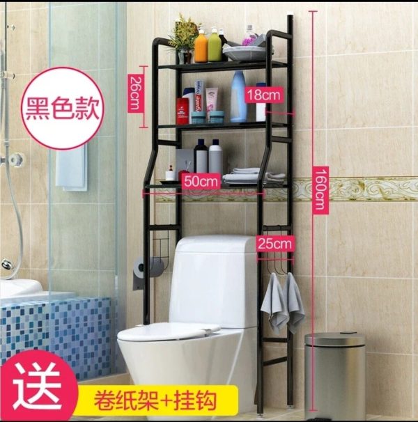Multipurpose organizer rack shelf with fastening screws L50xW25xH160cm BLACK