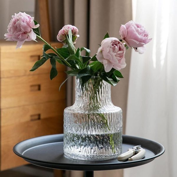 Simple Transparent Glass Vase Restaurant Shop Table Bar Decorative Vase Flower Arrangement Water Plant Vase Home Vase Ornaments Practical and...