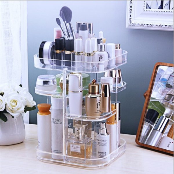 Transparent Makeup Case 360 Rotating Cosmetic Organizer size 23*23*32cm Acrylic. amazon hot selling