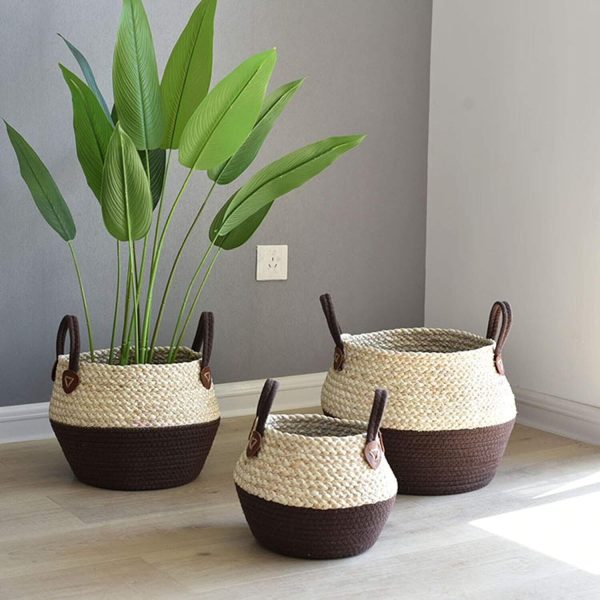 Woven Seagrass Belly Basket for Storage